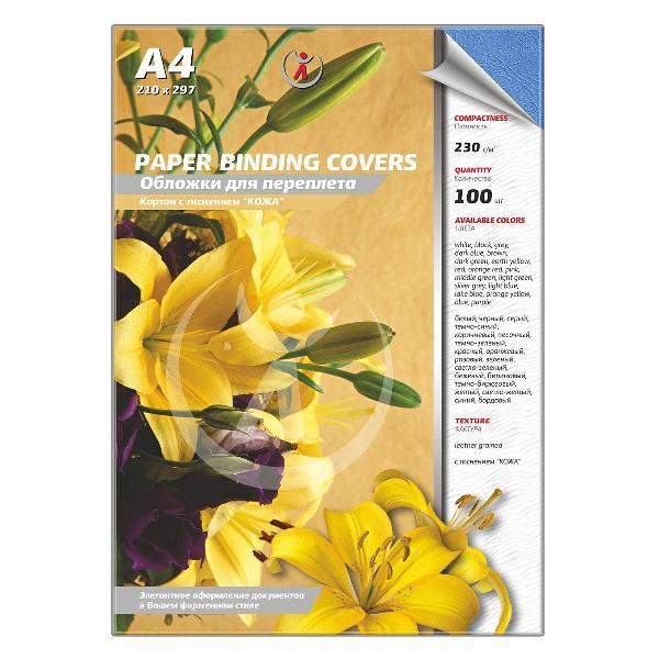 фото Обложки для переплета а4, 230 г/м2, картон, кожа, синие, 100 шт (3913) реалист