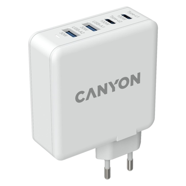 фото Сетевое зарядное устройство h-100, 2хusb-a, qc3.0 30w + 2хusb-c pd gan 100w (cnd-cha100w01) canyon