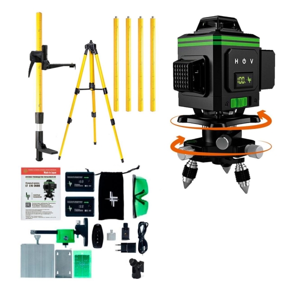 фото Лазерный нивелир 4d 16 линий серии b + штатив 3,6 м + тренога 1,6 м (l16-360в/3.6м/1.6м) lt