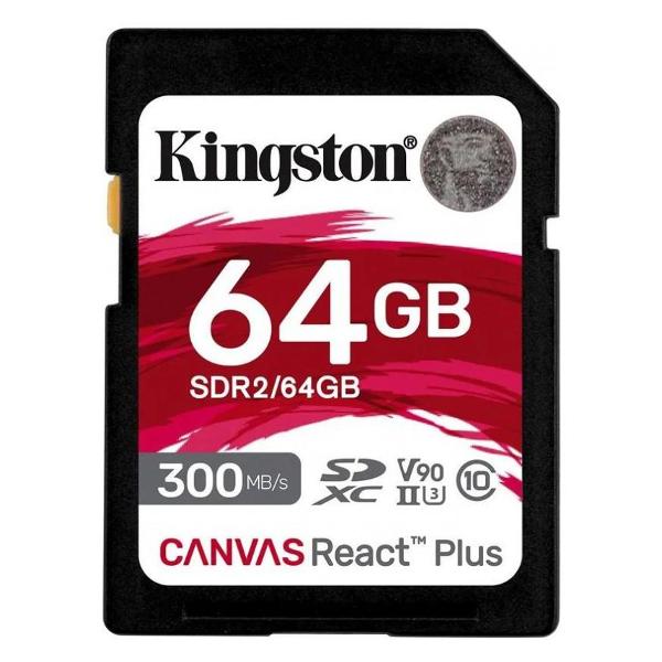 фото Карта памяти sdxc canvas react plus uhs-ii v90 u3 64gb kingston