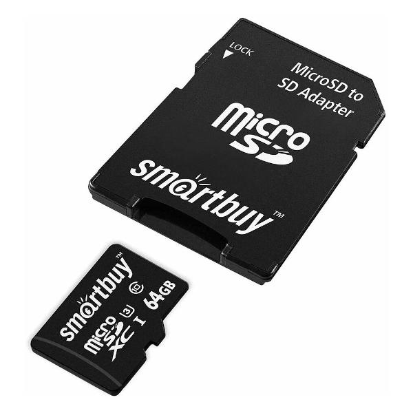 фото Карта памяти microsdxc 64gb class 10 10/10mb/s + адаптер smartbuy