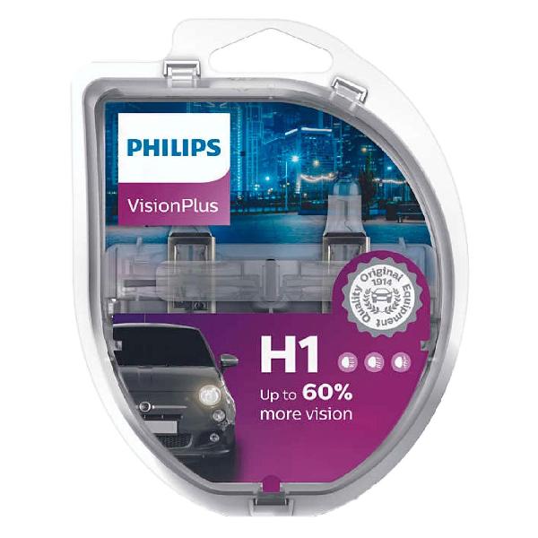 фото Автомобильные лампы h1 12v 55w visionplus, 2 шт (12258vps2) philips