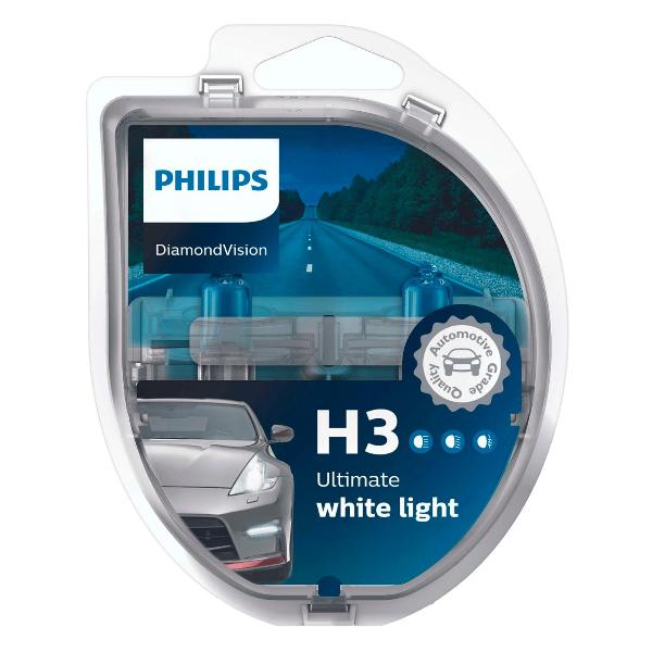 фото Автомобильные лампы h3 pk22s 12v 55w diamond vision, 2 шт (12336dvs2) philips