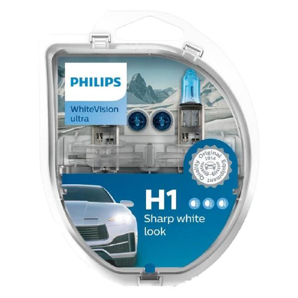 фото Автомобильные лампы h1 12v + w5w 55w whitevision ultra, 2 шт (12258whvsm) philips