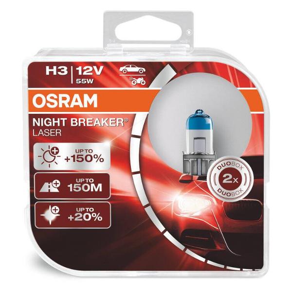 фото Автомобильная лампа h3 55w pk22s 12v +150% duobox (64151nl-hcb) osram