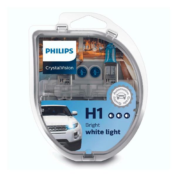 фото Автомобильные лампы h1 p14.5s 12v + w5w 55w crystal vision, 2 шт (12258cvsm) philips