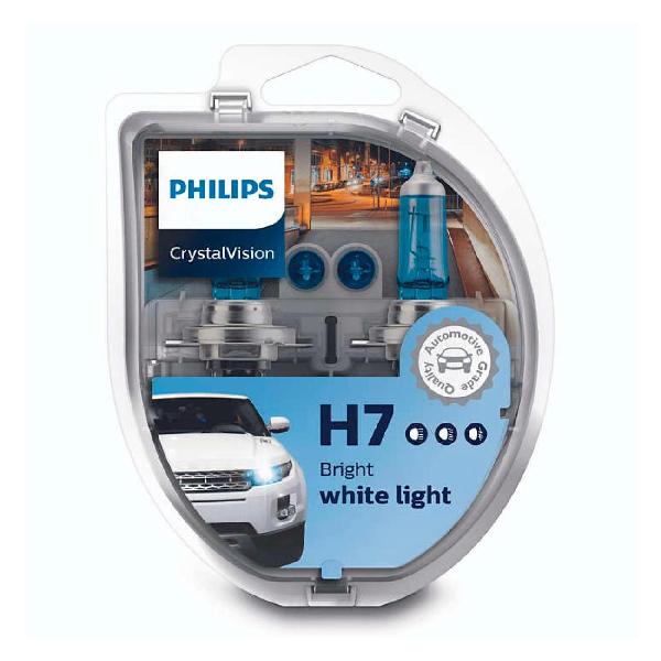 фото Автомобильные лампы h7 px26d 12v + w5w 55w crystal vision, 2 шт (12972cvsm) philips