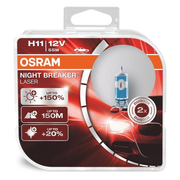 фото Автомобильная лампа h11 55w pgj19-2 12v +150% duobox (64211nl-hcb) osram