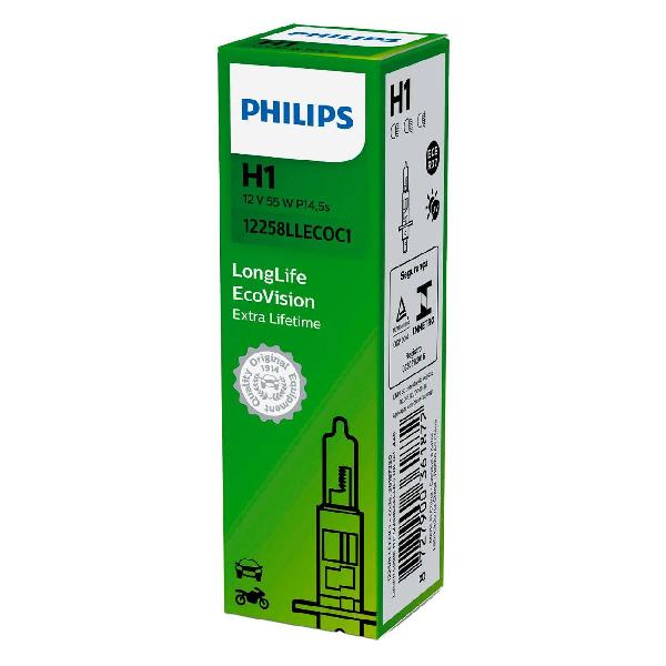 фото Автомобильная лампа h1 55w p14.5s 12v (12258llecoc1) philips