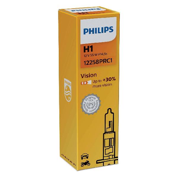 фото Автомобильная лампа vision h1 55w p14.5s 12v, галогенная (12258prc1) philips