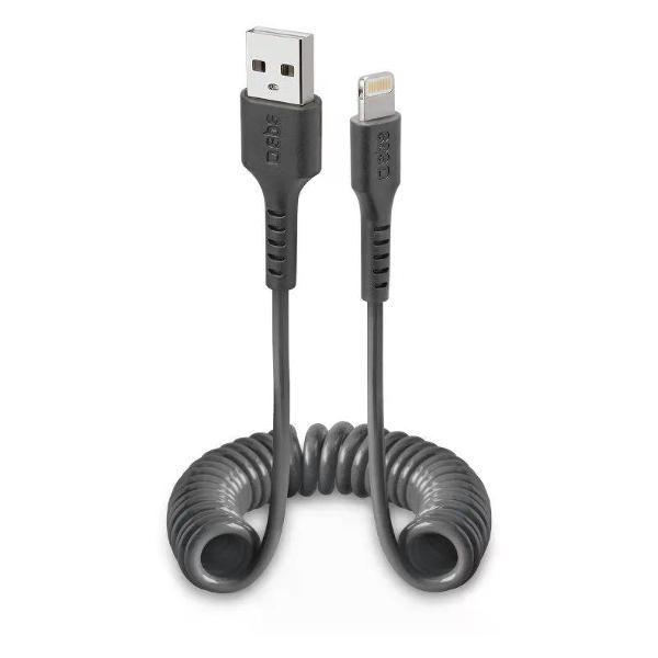 фото Кабель lightning/usb, пружинный, черный (tecableusbip5s1k) sbs