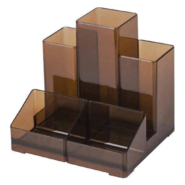 фото Подставка-органайзер contract, 5 отделений, 109х95х101,5 мм, коричневая (230994) brauberg