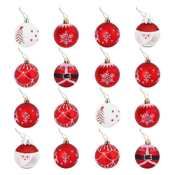 фото Набор елочных шаров "русская зима", 6 см, пластик, красный/белый, 16 шт (591984) золотая сказка