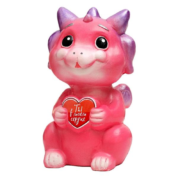 фото Копилка "дракон скай: ты в моем сердце", 12х10х20 см, розовая (9864416) хорошие сувениры