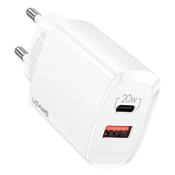 фото Сетевое зарядное устройство us-cc121 t35, usb qc 3.0 + pd 3.0 20w fast charger, белое (cc121tc01) usams