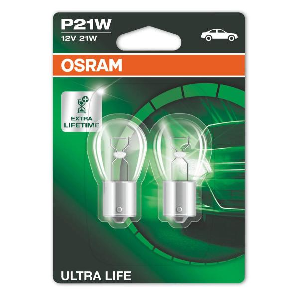 фото Автомобильные лампы ultra life p21w 12v, 2 шт (7506ult-02b) osram