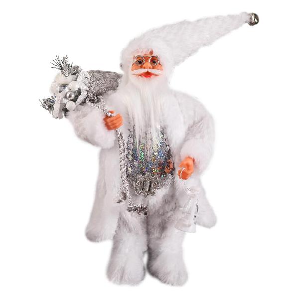 фото Декоративная фигура "дед мороз в кафтане с пайетками и с фонариком", 30 см, серебристый/белый (7856751) зимнее волшебство