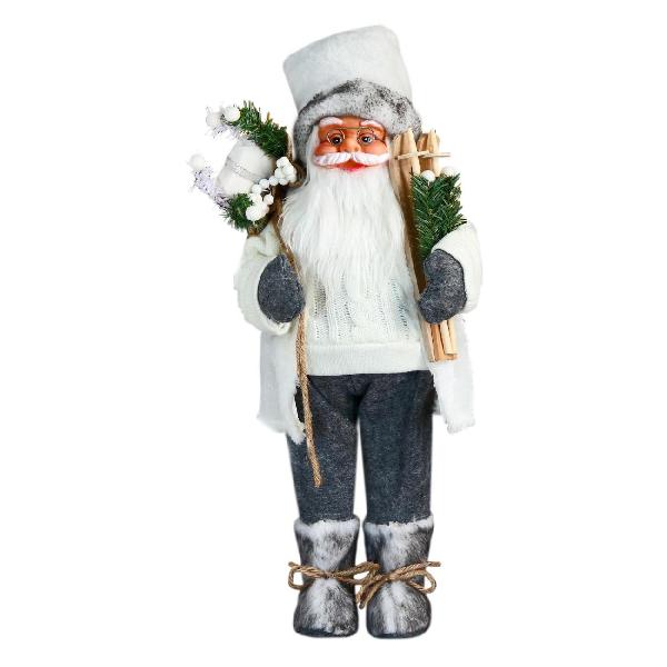 фото Декоративная фигура "дед мороз в белом свитере, с лыжами", 17х45 см (6938369) зимнее волшебство