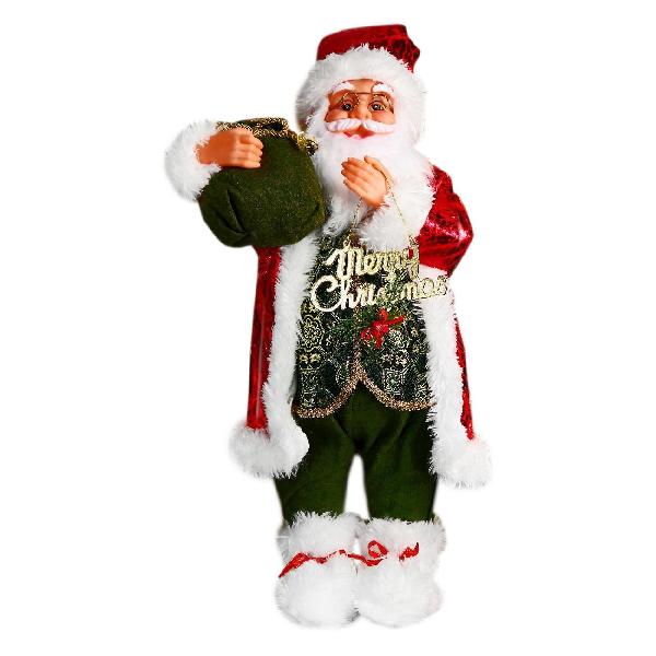 фото Декоративная фигура "дед мороз в зелёном костюме, с мешком подарков", 35х60 см (6938356) зимнее волшебство