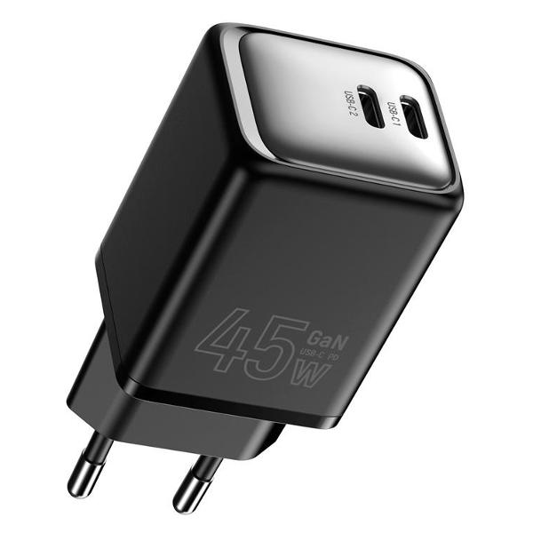 фото Сетевое зарядное устройство tfwc04 2xusb type-с 45w dual black (tfn-wc-cc-45w-bk)