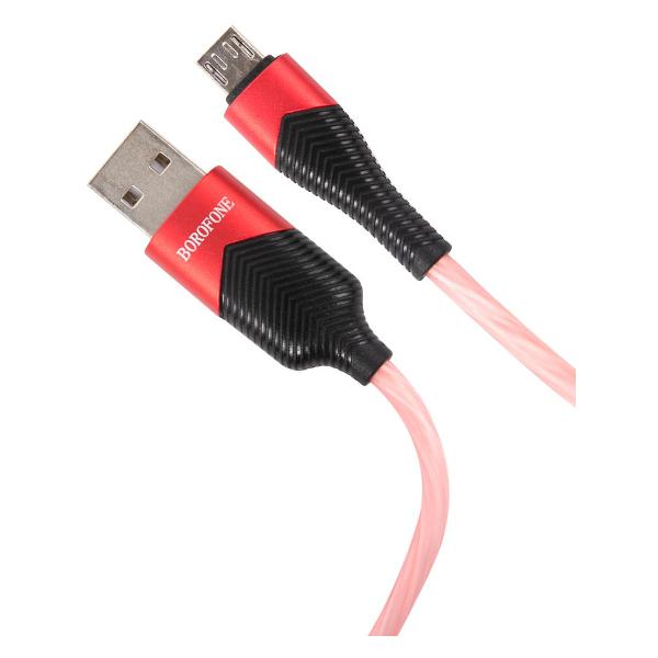 фото Кабель bu19 streamer usb/micro-usb, 2.4а, с подсветкой, 1 м, синий (23253) borofone