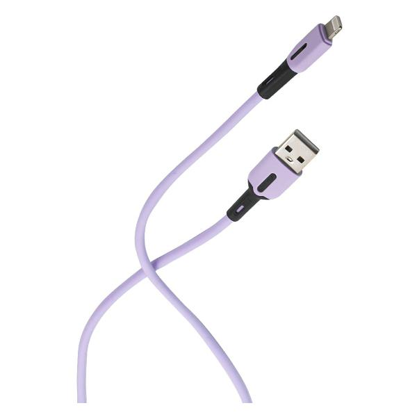 фото Кабель sj431 usb/lightning, с индикатором, силикон, 1 м, фиолетовый (sj431usb04) usams