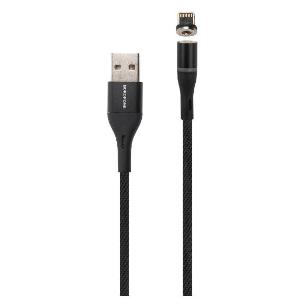 фото Кабель bu16 skill magnetic usb/lightning, 2,4а, 1,2 м, черный (20795) borofone