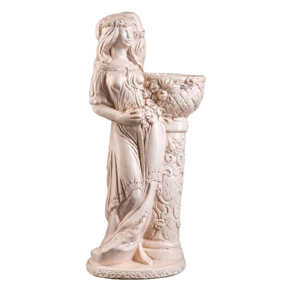 фото Фигура с кашпо "девушка у колонны", 25х64х30 см, состаренная (1858511) хорошие сувениры