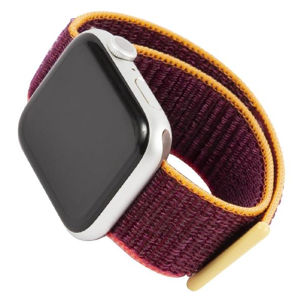 фото Ремешок нейлоновый для apple watch 38-40mm s3/s4/s5 se/s6/s7/s8, дикая слива с розовым/оранжевым краем (ут000027919) mobility