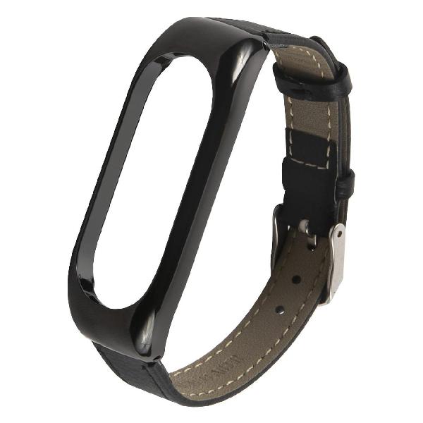 фото Ремешок кожаный для xiaomi mi band 5/mi smart band 6, черный (ут000022706) red line