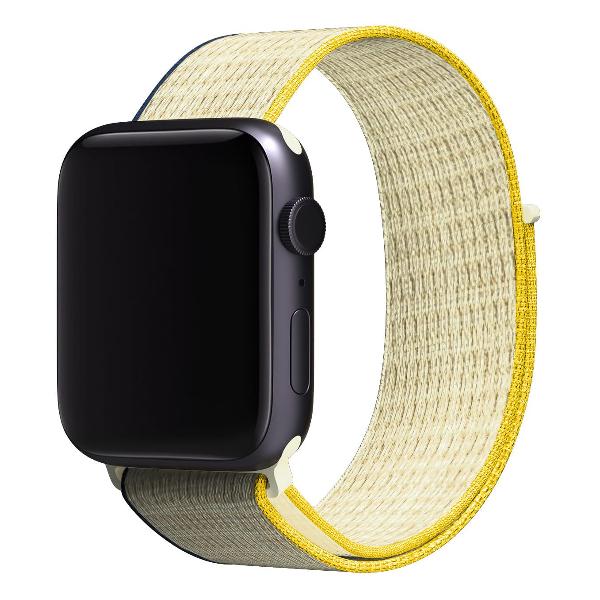 фото Ремешок нейлоновый для apple watch 42-44mm s3/s4/s5 se/s6/s7/s8, морская соль с желтым/синим краем (ут000036309) red line