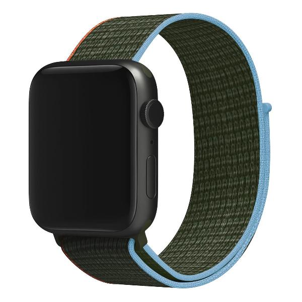 фото Ремешок нейлоновый для apple watch 38-40mm s3/s4/s5 se/s6/s7/s8, оливковый с синим/красным краем (ут000036314) red line