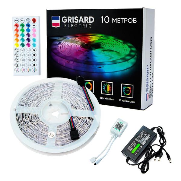 фото Светодиодная лента 12v ip20 10m, свечение rgb (gre-002-0122) grisard electric