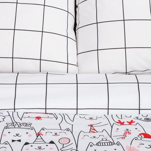 фото Комплект постельного белья xmas cat, 2-спальный, бязь (4935600) этель