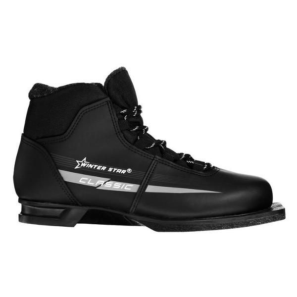 фото Ботинки горнолыжные classic, размер 34, черные/логотип серый (9796045) winter star