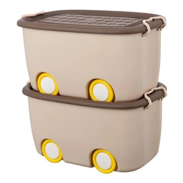 фото Набор ящиков для хранения игрушек на колесах, больших, коричневый, 2 шт (set2boxbig) homium