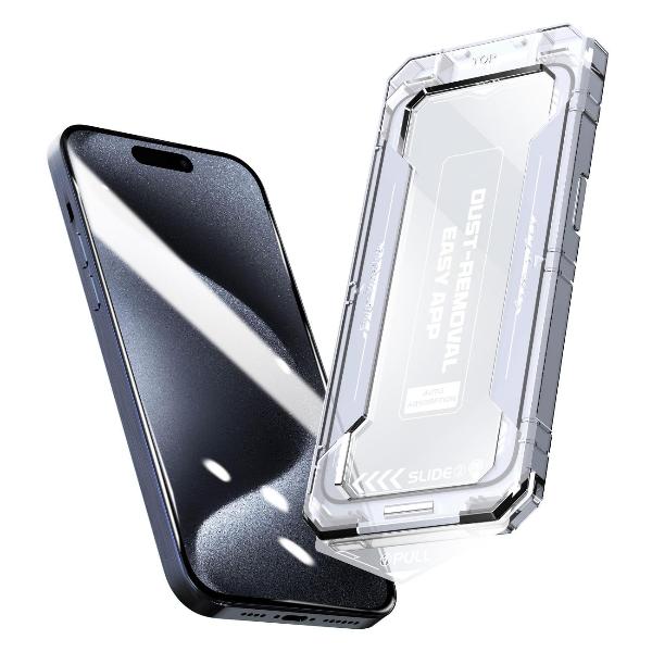 фото Защитное стекло с аппликатором anti-dust для iphone 15 pro max (ewe-tg-ip15prm-bl-m) elfy