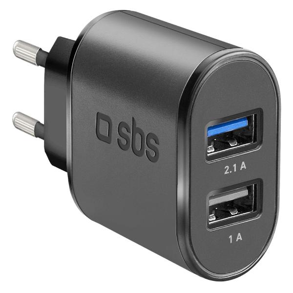 фото Сетевое зарядное устройство mobile, 10 вт, 2xusb-a, черное (tetr2usb21afast) sbs