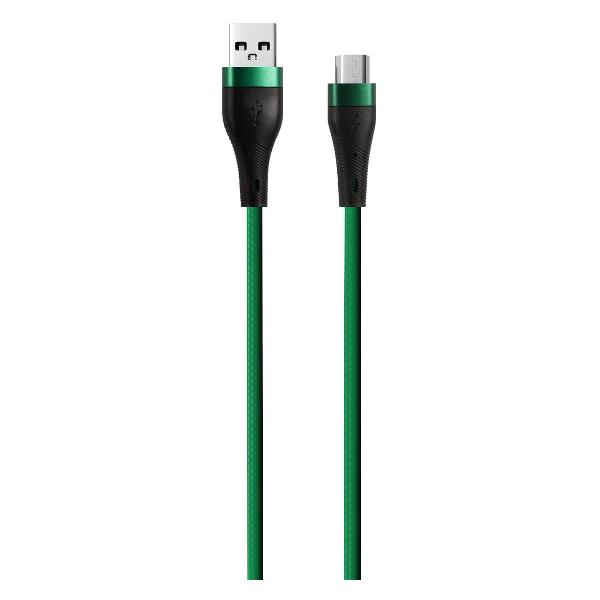 фото Кабель usb/microusb, 2 а, нейлоновая оплетка, 1 м, зеленый (ут000035432) red-line