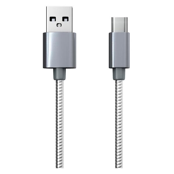 фото Кабель s7, usb/type-c, металлическая обмотка, 1 м, серебристый (ут000031700) red-line