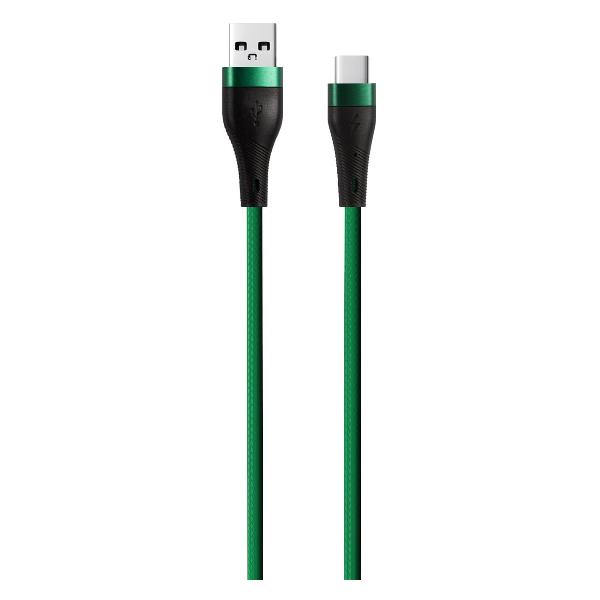 фото Кабель usb/type-c 2.0, 2 а, нейлоновая оплетка, 1 м, зеленый (ут000035429) red-line