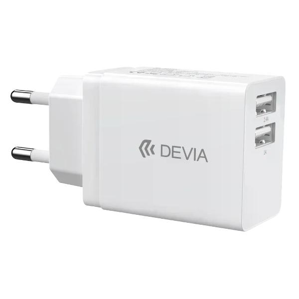 фото Сетевое зарядное устройство smart series charger 2.4a, 2xusb 12w white (120ea1780003) devia