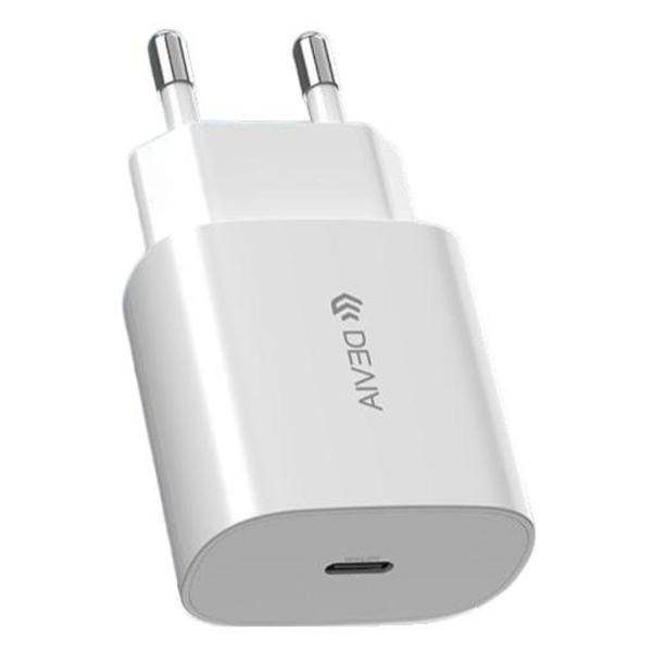 фото Сетевое зарядное устройство smart series pd quick charger set with usb type-c 25w white (120ea4260001) devia