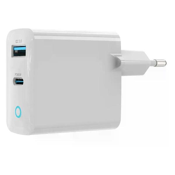 фото Сетевое зарядное устройство extreme speed gan pd&qc quick charger usb type-c + usb 65w white (120ea3380001) devia