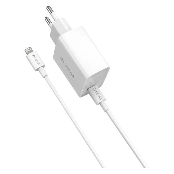 фото Сетевое зарядное устройство smart series pd quick charger suit usb type-c 20w white (120ea4410001) devia