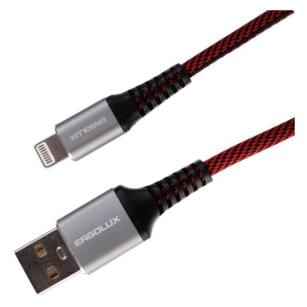 фото Кабель usb/lightning, 3а, 1,5 м, черный/красный (elx-cdc09-c43) ergolux