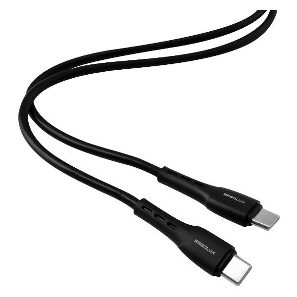 фото Кабель 2хusb type-c, 5а, 80вт, 1,2 м, чёрный (elx-cdc06-c02) ergolux