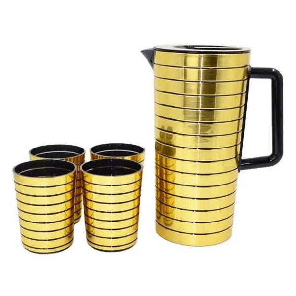 фото Кувшин kitchen, с 4 стаканами, 2,5 л, черный/золотистый (set01jug4glasses) homium