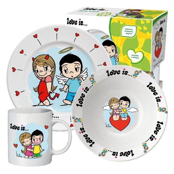 фото Набор детской посуды love is, фарфор, в подарочной упаковке, 3 предмета (309929) nd play