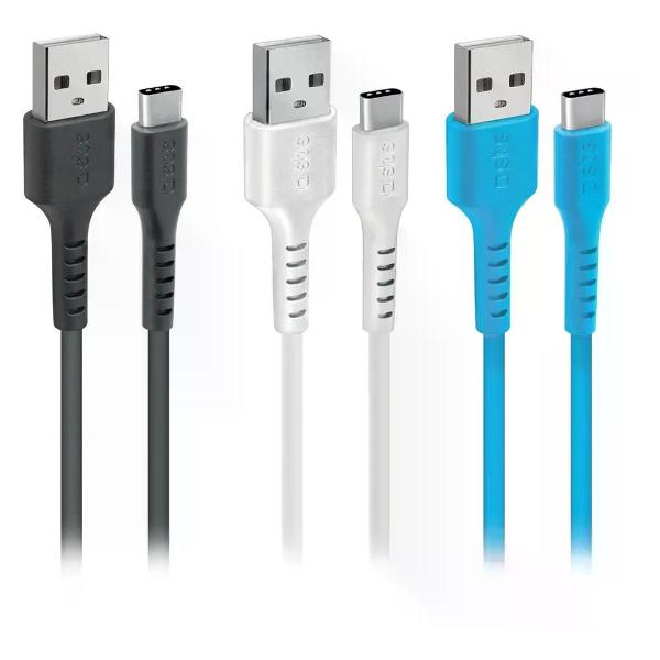 фото Комплект кабелей mobile usb-a/type-c, 1,2 м, 3 цвета, 3 шт (tekitusbc3x1wbk) sbs